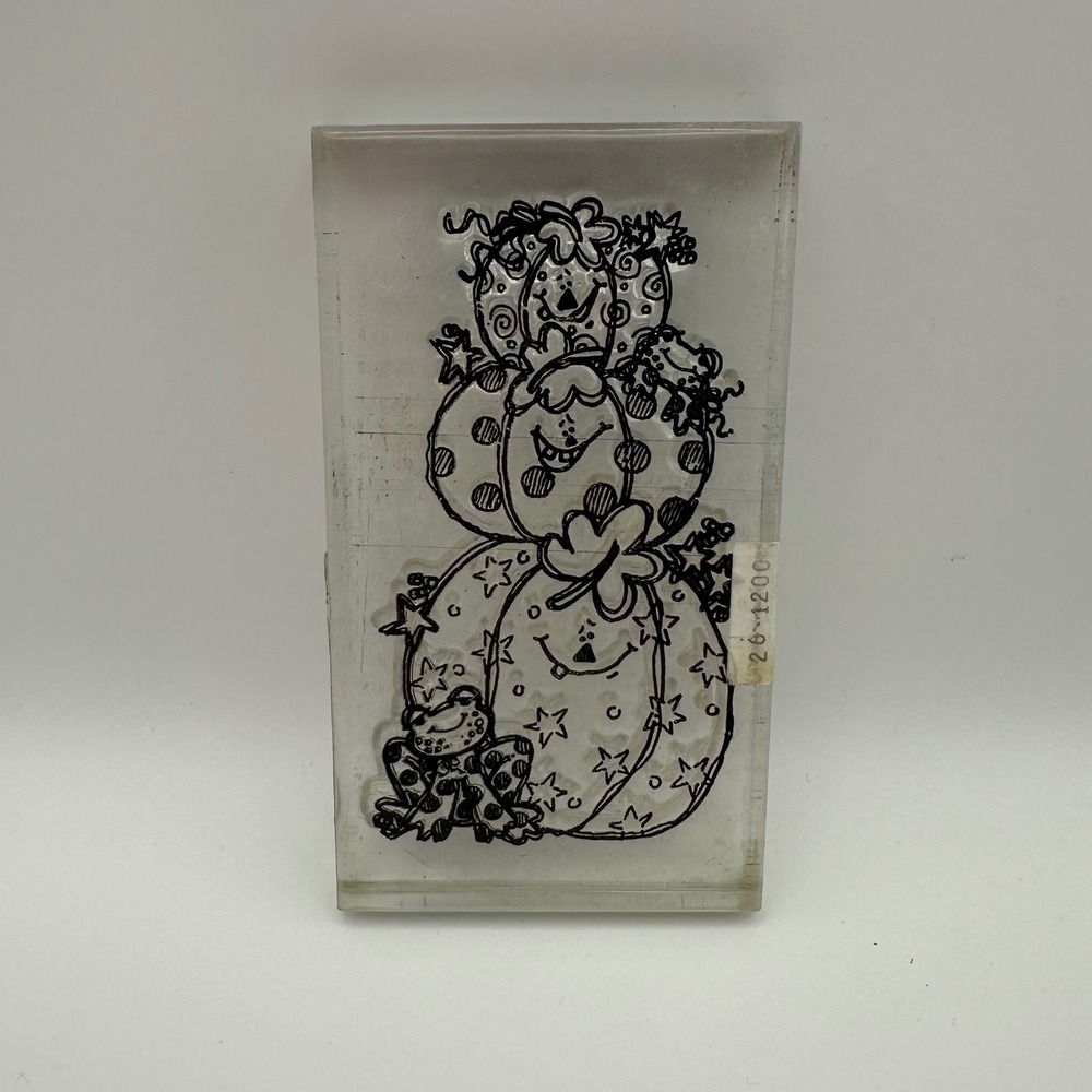 Provo Craft Acrylic Rubber Stamp Clear Stacked Pumpkin Halloween Frog Vintage